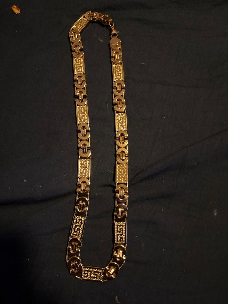 Gold plated Goudkleurige Koningsschakel VersaceLink Ketting, Sieraden, Tassen en Uiterlijk, Kettingen, Nieuw, Goud, Ophalen of Verzenden