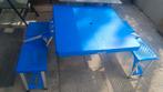 Nette blauwe picknick tafel., Tuin en Terras, Ophalen of Verzenden, Zo goed als nieuw, Rechthoekig, Inklapbaar
