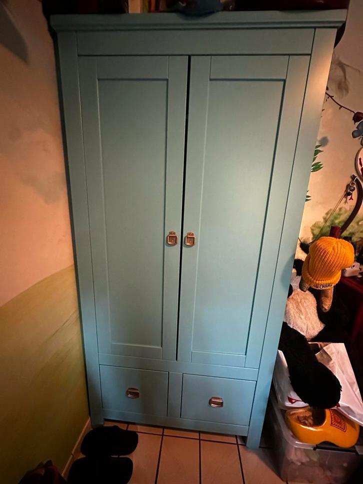 Blauwe (kinder) kast met lades, hangruimte en planken, Huis en Inrichting, Kasten | Kledingkasten, Zo goed als nieuw, 150 tot 200 cm