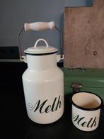 oma's nostalgische emaille melkkan en beker, Ophalen of Verzenden