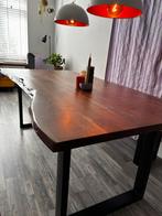 Houten Eettafel met Bankje - Robuust & Gezellig, Ophalen, Gebruikt, 150 tot 200 cm, 200 cm of meer