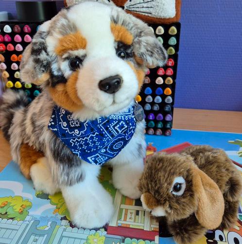 Teddy hermann knuffelset aussie hond + konijntje NIEUWSTAAT!, Kinderen en Baby's, Speelgoed | Knuffels en Pluche, Zo goed als nieuw