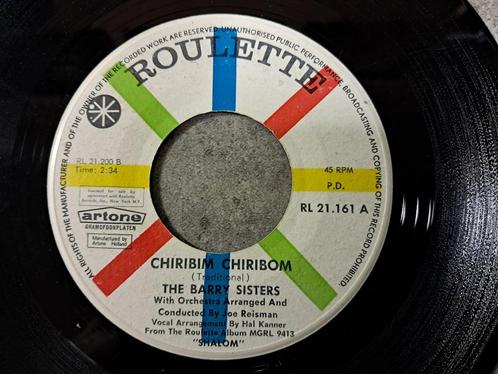 45t. popcorn.  the barry sisters. ain kik auf dir. chiribim, Cd's en Dvd's, Vinyl Singles, Single, 7 inch, Ophalen of Verzenden