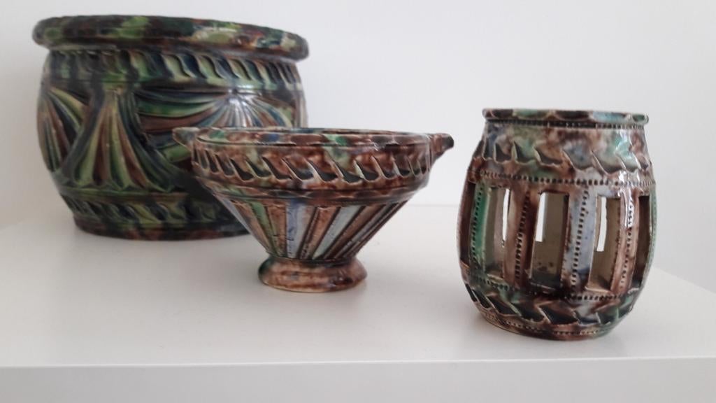 Kerfsnee keramiek set van 3 uit Friesland, Ophalen of Verzenden