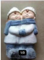 Kerst design beeldje steen blauw/wit H20cm Br15cm, Diversen, Kerst, Ophalen of Verzenden, Zo goed als nieuw