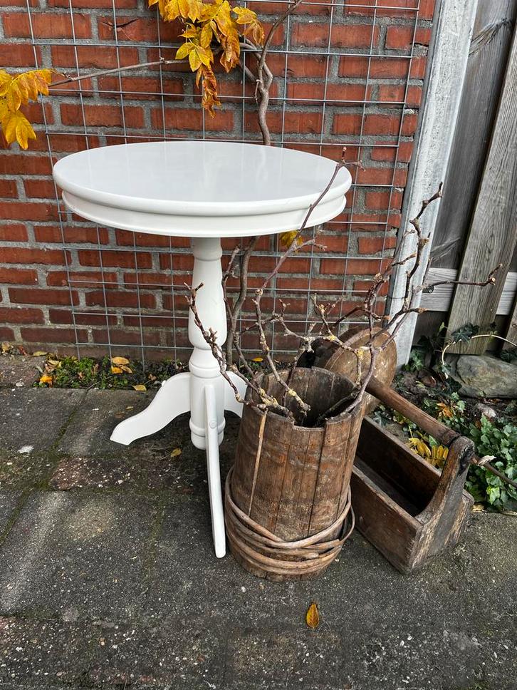 Witte Wijntafel - Bijzettafel, Antiek en Kunst, Antiek | Meubels | Tafels, Ophalen