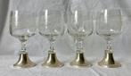 Gegraveerde glazen op zilveren voet (4x), Ophalen of Verzenden, Zilver