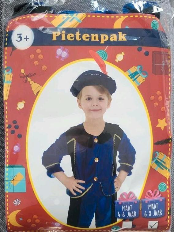 NIEUW Pietenpak 6-8 jaar voor jongen of meisje - Blauw/Zwart, Kinderen en Baby's, Carnavalskleding en Verkleedspullen, Nieuw, Jongen of Meisje