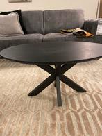 Ovale salontafel mangohout zwart, Ophalen, 50 tot 100 cm, Zo goed als nieuw, Metaal