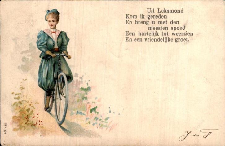 Leksmond - Lexmond fiets, Verzamelen, Ansichtkaarten | Nederland, Gelopen, Utrecht, Voor 1920, Ophalen of Verzenden