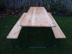 Te huur duitse biertafels 220x70 cm incl. bankjes., Tuin en Terras, Ophalen of Verzenden, Zo goed als nieuw, Inklapbaar, Rechthoekig