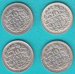 Nederland 10 cent 1937, 1938, 1939 + 1941 Wilhelmina zilver, Postzegels en Munten, Munten | Nederland, Setje, Zilver, Ophalen of Verzenden