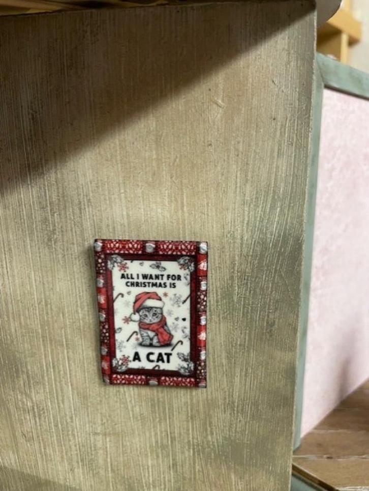 poppenhuis Bord “All I want for Christmas is a Cat”, Verzamelen, Poppenhuizen en Toebehoren, Nieuw, Poppenhuis, Ophalen of Verzenden