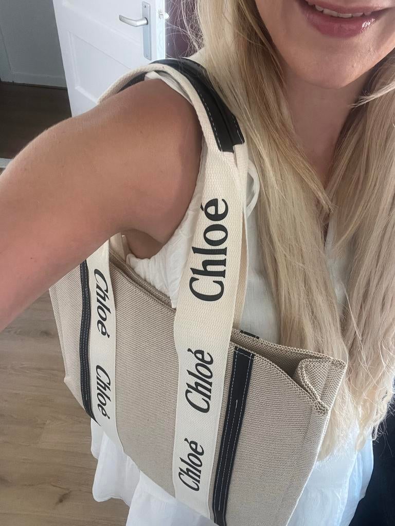 Mooie beige shopper met zwarte details, Ophalen of Verzenden, Nieuw, Zwart, Shopper