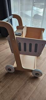 Houten Winkelwagentje met Poppenhouder, Ophalen, Zo goed als nieuw, Jongen of Meisje
