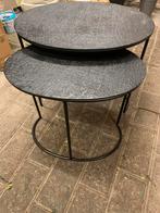 Set van 2 zwarte salontafels, Huis en Inrichting, Minder dan 55 cm, Metaal of Aluminium, Zo goed als nieuw, Ovaal