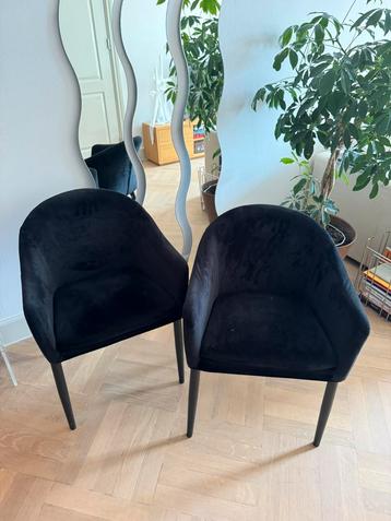 Eetkamerstoelen zwart velvet 2 stuks
