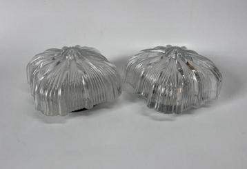 Vintage helder glazen plafonniere sierlijke vorm seventies beschikbaar voor biedingen