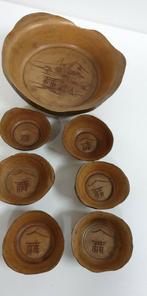 1707)vintage teak houten noten schalen set, Ophalen of Verzenden