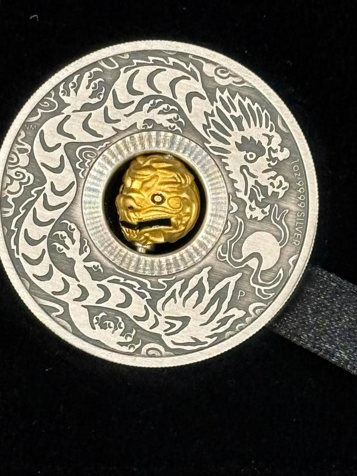 1 Oz Zilveren Munt 2024 Jaar van de Draak, Postzegels en Munten, Munten | Oceanië, Losse munt, Zilver, Ophalen of Verzenden