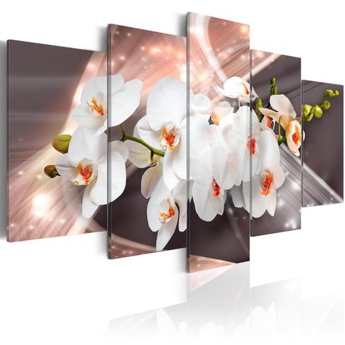 760 Modern Orchidee XXL 5 Luik Canvas Schilderij 200x100cm, Huis en Inrichting, Woonaccessoires | Schilderijen, Tekeningen en Foto's