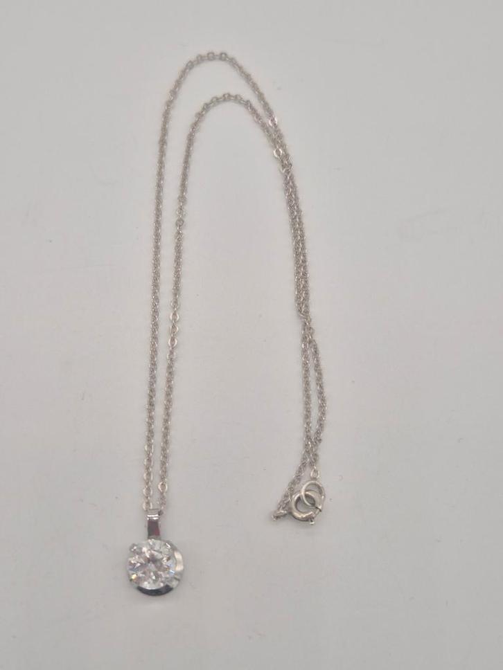 Zilveren ketting 835 met hanger 38.5cm, Sieraden, Tassen en Uiterlijk, Kettingen, Gebruikt, Zilver, Zilver, Met hanger, Verzenden