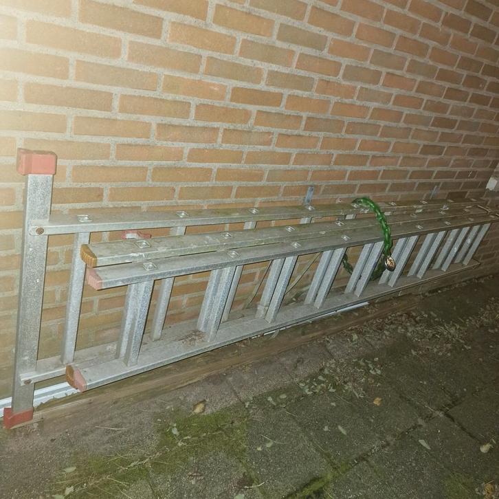 Aluminium Ladder - 2 tot 6 meter  3x9 treden, Doe-het-zelf en Verbouw, Ladders en Trappen, Zo goed als nieuw, Ladder, 4 meter of meer
