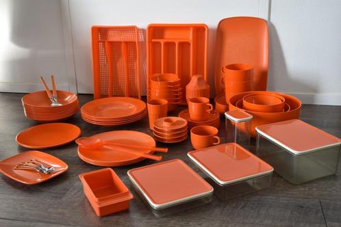 Mepal vintage retro oranje buiten servies 70 - 80', Caravans en Kamperen, Kampeeraccessoires, Gebruikt, Ophalen of Verzenden