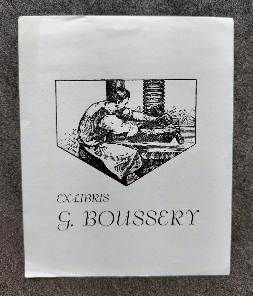 Exlibris George Boussery (Ipse fecit, België, drukpers, man), Antiek en Kunst, Kunst | Etsen en Gravures, Ophalen of Verzenden