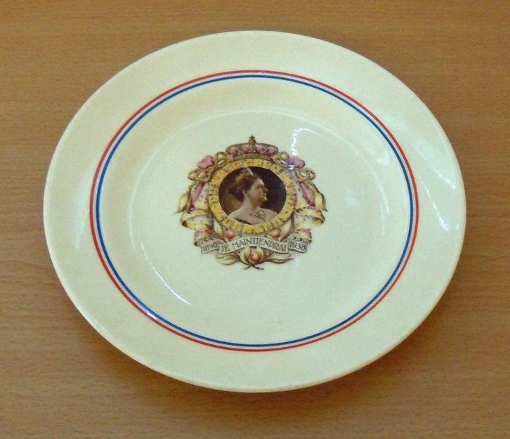 Wandbord 40-jarig jubileum koningin Wilhelmina, Verzamelen, Koninklijk Huis en Royalty, Zo goed als nieuw, Servies, Nederland