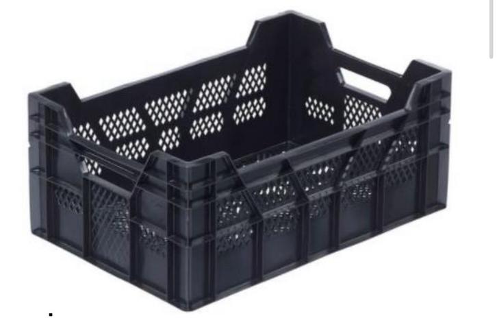 Zwarte stabelbare kratten zeer stevig, Doe-het-zelf en Verbouw, Kratten en Dozen, Zo goed als nieuw, Krat, 50 tot 75 cm, Minder dan 35 cm