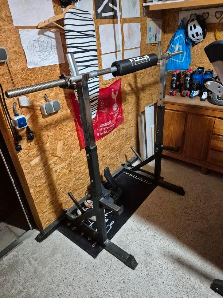 Squatrek met stang en nekbeschermer, Sport en Fitness, Fitnessapparatuur, Ophalen