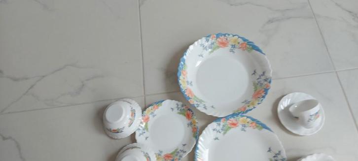 55 stuk.  Compleet Porseleinen Servies met Bloemmotief, Huis en Inrichting, Keuken | Servies, Zo goed als nieuw, Compleet servies