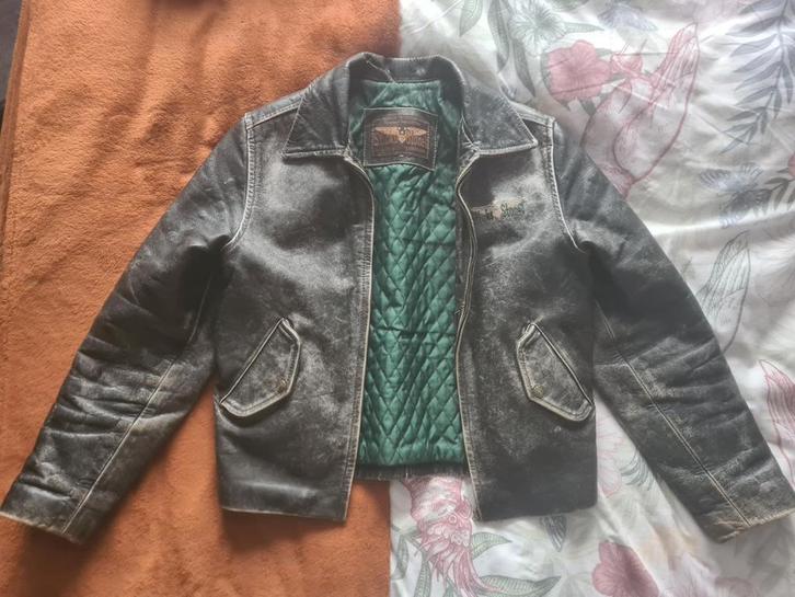 Vintage leren jas, Kleding | Heren, Jassen | Zomer, Gedragen, Maat 46 (S) of kleiner, Bruin, Ophalen of Verzenden