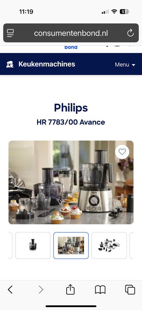 Philips Keukenmachine Avance Foodprocessor, Witgoed en Apparatuur, Keukenmixers, Gebruikt, 2 tot 3 liter, 3 snelheden of meer