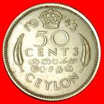 * INDIA: CEYLON 50 CENTS 1943! GEORGE VI (1937-1952)!, Postzegels en Munten, Munten | Azië, Losse munt, Verzenden, Zuid-Azië