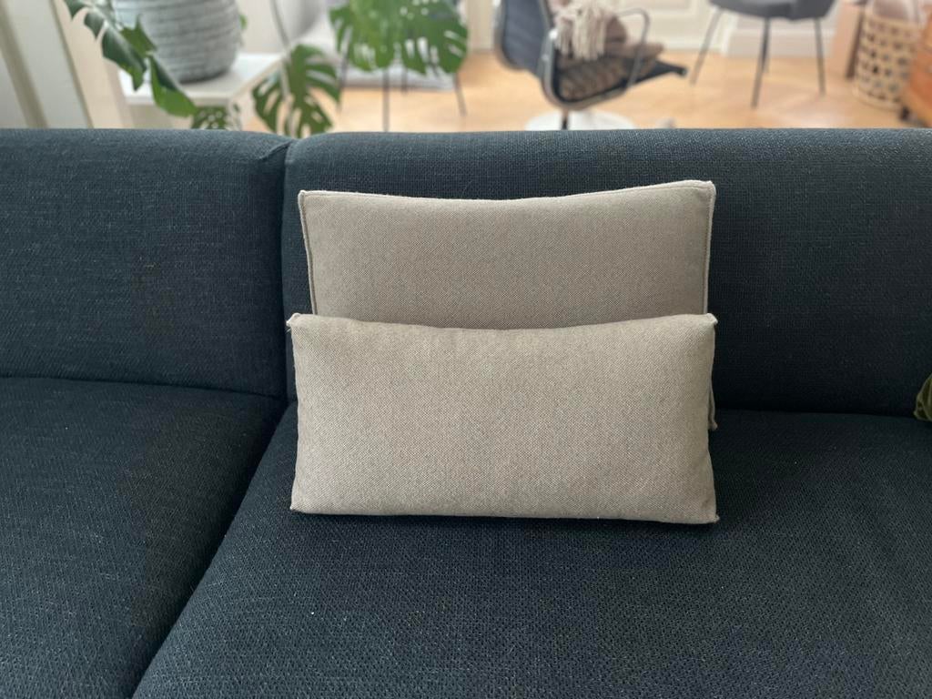 Twee kussens ploegwool, Ophalen of Verzenden, Zo goed als nieuw, Beige, Rechthoekig