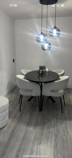 Ovale eettafel met stoelen - 160cm, Huis en Inrichting, Gebruikt, 150 tot 200 cm, Ophalen of Verzenden, Metaal