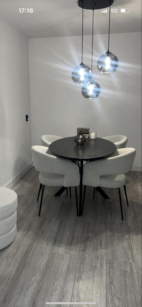 Ovale eettafel met stoelen - 160cm, Huis en Inrichting, Tafels | Eettafels, Gebruikt, 150 tot 200 cm, Vier personen, Ovaal, Metaal