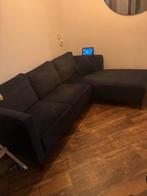 Donkerblauwe Sofa met Chaise Longue, Ophalen, Gebruikt, Driepersoons, 75 tot 100 cm