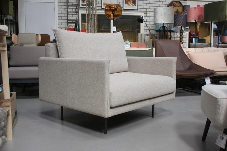 Prachtige fauteuil JAZZ Jess design loveseat beige naturel, Huis en Inrichting, Fauteuils, Zo goed als nieuw, Metaal, Stof, 100 tot 125 cm