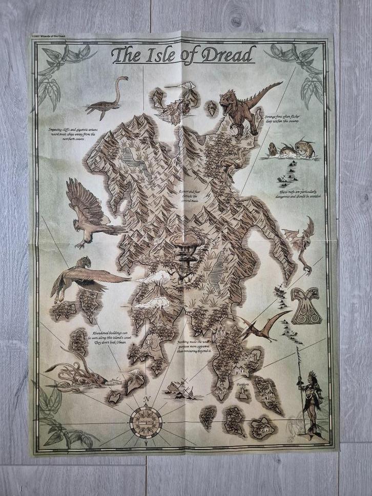 Dungeons & Dragons – Isle of Dread – Originele fantasykaart, Hobby en Vrije tijd, Wargaming, Zo goed als nieuw, Historisch, Toebehoren