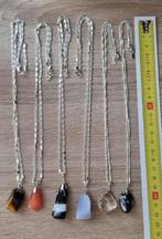 6 x hanger met edelsteen aan ketting 925 zilver, Verzenden, Zo goed als nieuw, Met edelsteen, Zilver