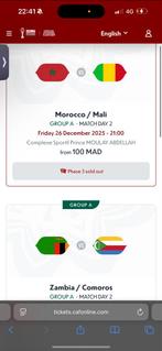 Gezocht voetbaltickets marokko zambia mali, Tickets en Kaartjes, Seizoenskaart, Eén persoon