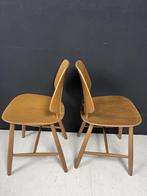 2 Deense vintage design eetkamerstoelen, Gebruikt, Twee, Bruin, Ophalen of Verzenden