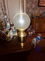 Oude olielamp met glazen kap, Antiek en Kunst, Ophalen of Verzenden