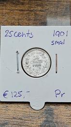 Zilveren 25 cent 1901 - Nederland, Ophalen of Verzenden, Noord-Amerika, Losse munt, Zilver