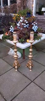 Set van 2 gouden kaarsenkandelaren, Antiek en Kunst, Ophalen of Verzenden, Overige materialen