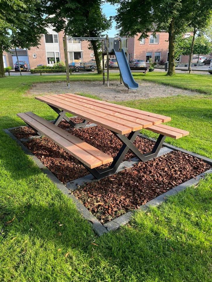 Picknicktafel op maat | Hout & staal, Tuin en Terras, Picknicktafels, Nieuw, Rechthoekig, Hout, Ophalen