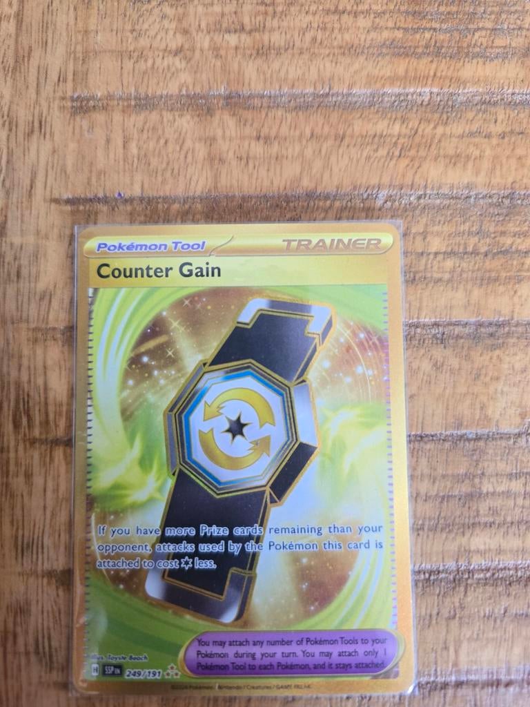Pokémon TCG - Counter Gain - Gouden Trainer Kaart, Ophalen of Verzenden, Zo goed als nieuw, Losse kaart, Foil